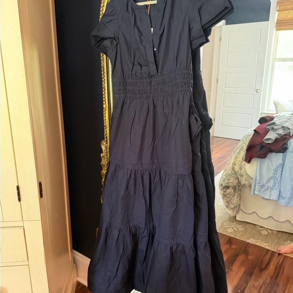 Quince Navy Tiered Maxi Dress